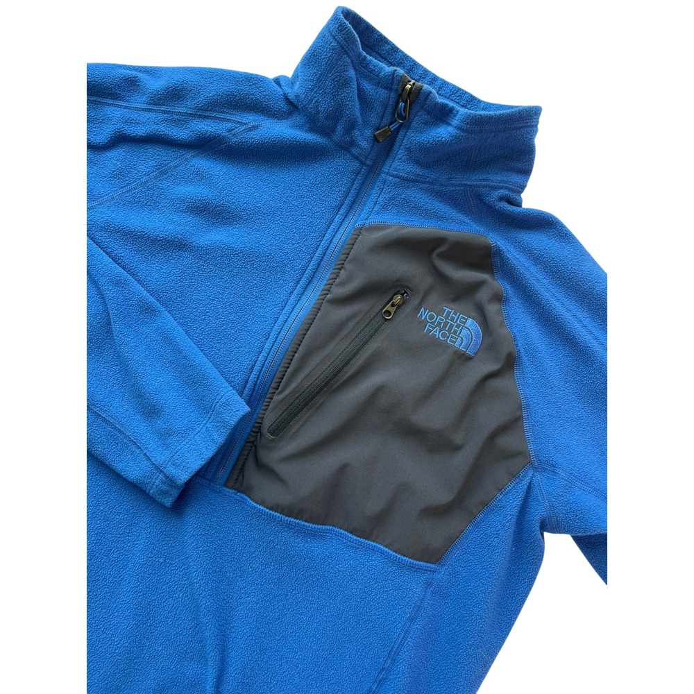 The North Face Mens FlashDry Quarter Zip Fleece Pullover Blue Medium